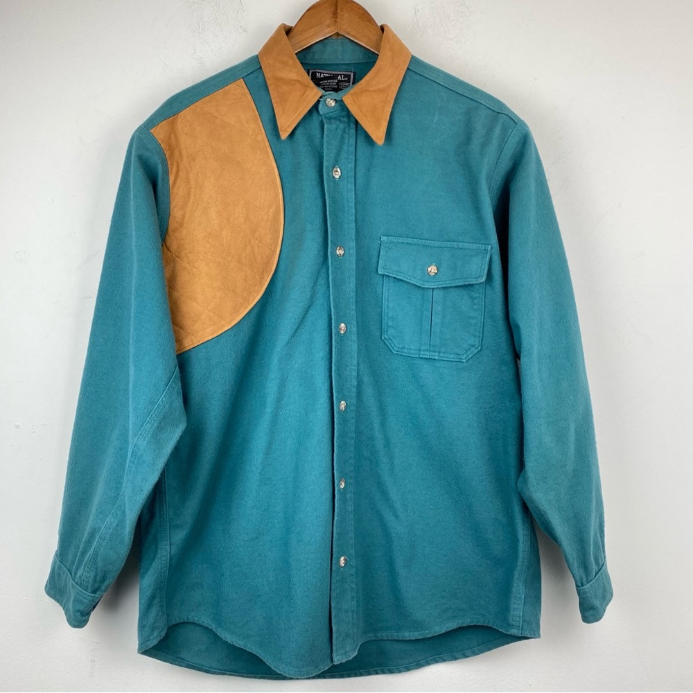 Vtg National Outfitters Sz Large Men’s Chamois Button Up Hunting Shooting Shirt